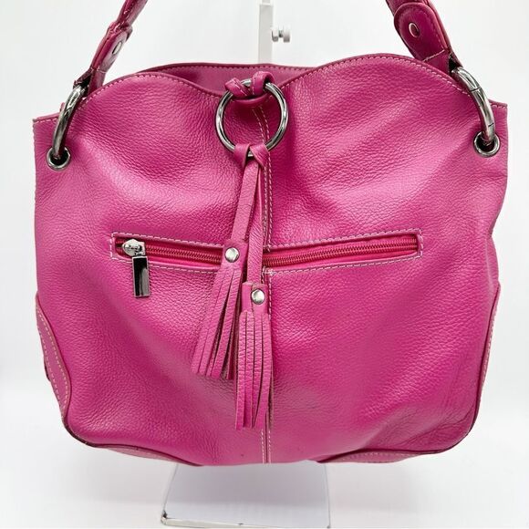 Vera Pelle Made in Italy Leather Shoulder Tote Bucket Bag Purse - Picture 2 of 16